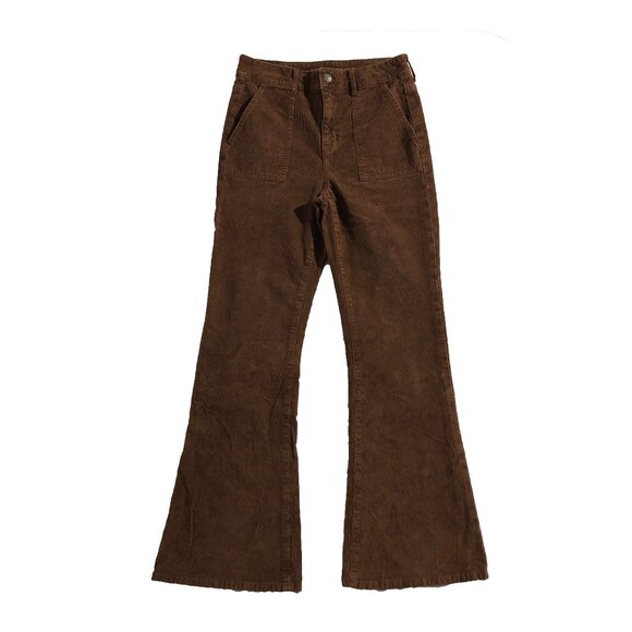 American Eagle Outfitters Pants Womens 8 Brown Corduroy Super Hi-Rise Flare - Picture 1 of 12
